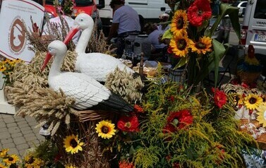Festiwal Polska od Kuchni 2024 (na zdjęciu znajduje się dekoracja z figurkami bocian&oacute;w)