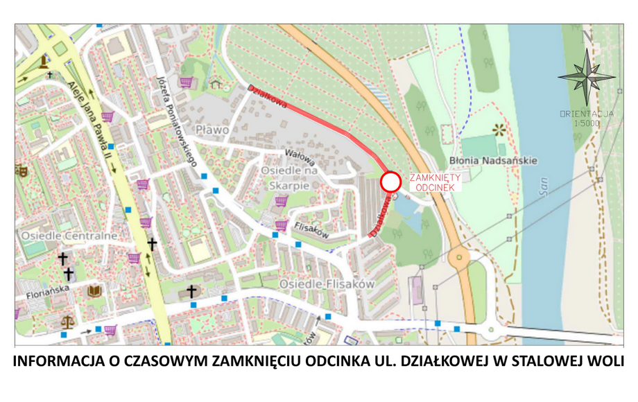 Zdjęcie do Informacja o czasowym zamknięciu odcinka ul. Działkowej w Stalowej...