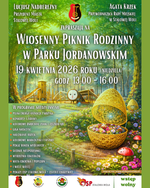 Zapraszamy na Wiosenny Piknik Rodzinny w Parku Jordanowskim