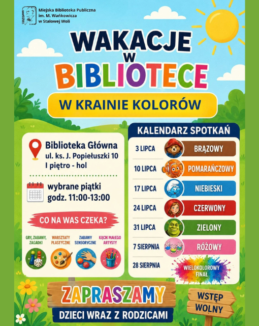 Wakacje w bibliotece: &bdquo;W KRAINIE KOLOR&Oacute;W&rdquo;
