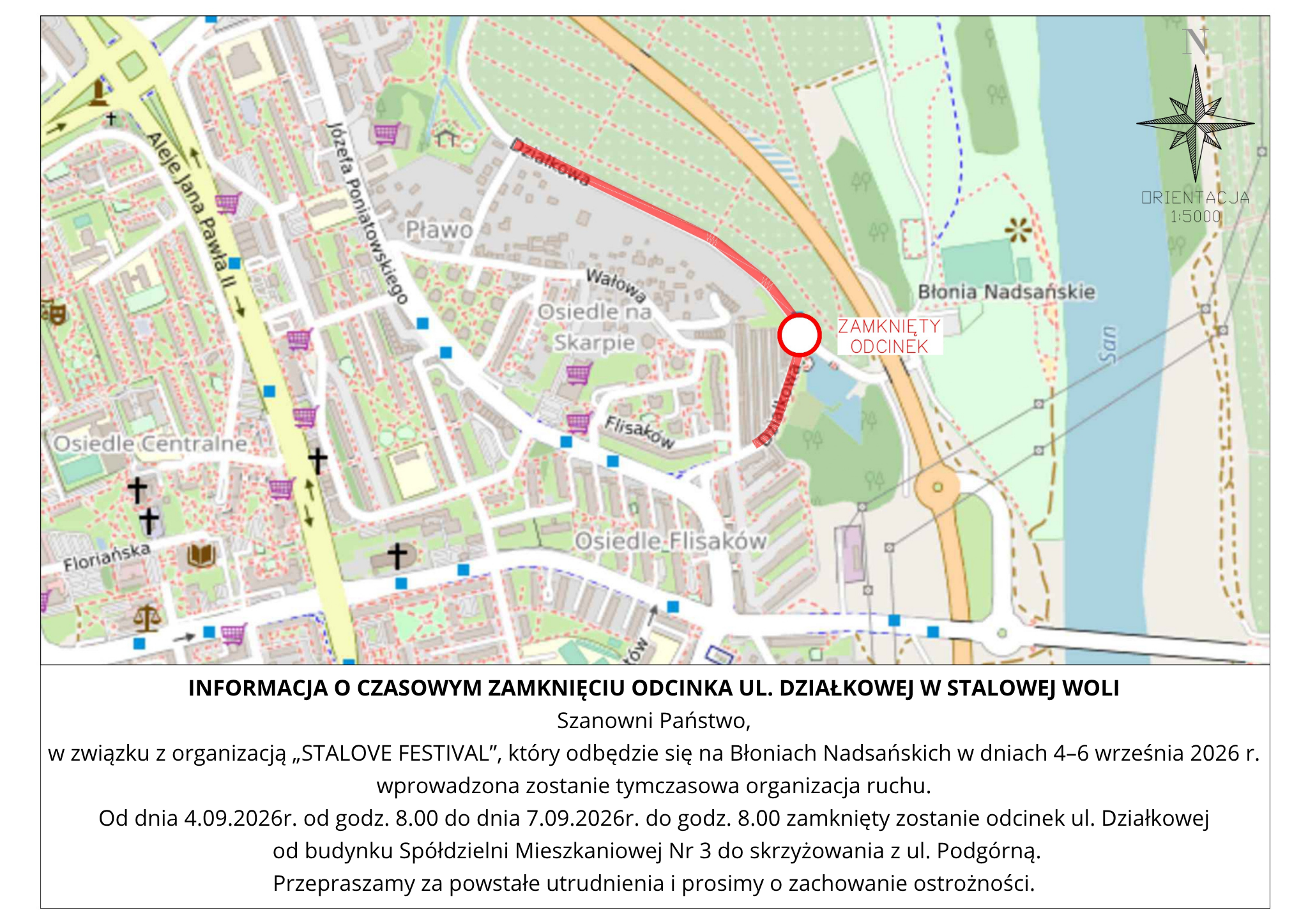 INFORMACJA_O_CZASOWYM_ZAMKNIĘCIU_ODCINKA_UL-_DZIAŁKOWEJ_W_STALOWEJ_WOLI