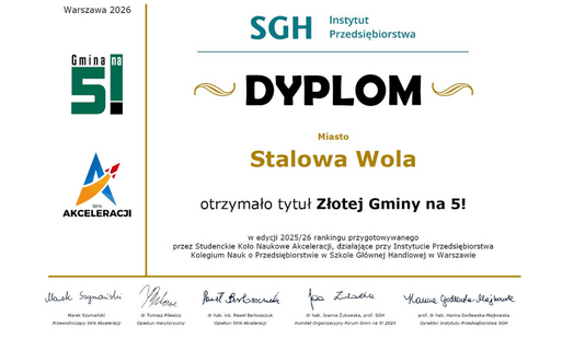 Zdjęcie do Stalowa Wola ze &bdquo;Złotym&rdquo; wyr&oacute;żnieniem SGH