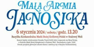 grafika promująca koncert Małej Armii Janosika w Stalowej Woli
