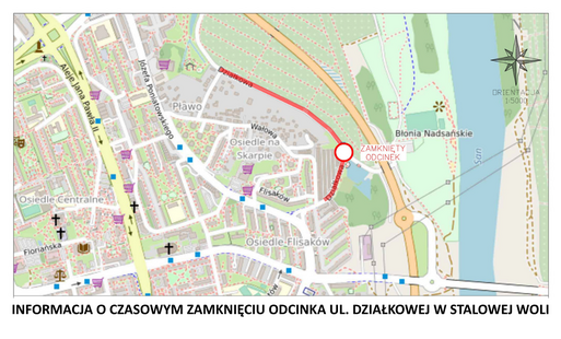 Zdjęcie do Informacja o czasowym zamknięciu odcinka ul. Działkowej w Stalowej Woli